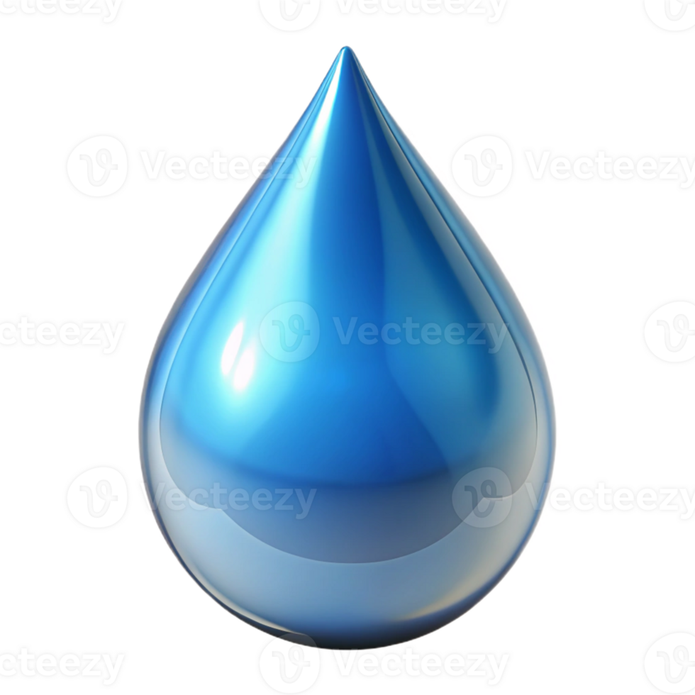 glorious abstract A single, realistic water droplet with internal reflections with Transparent Background 8K png