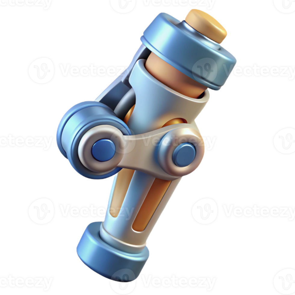 splendid intense futuristic Isolated cutout, concept art style, hyper-specific illustration of a biomechanical knee joint with hydraulic pistons with Transparent Background fine detail png