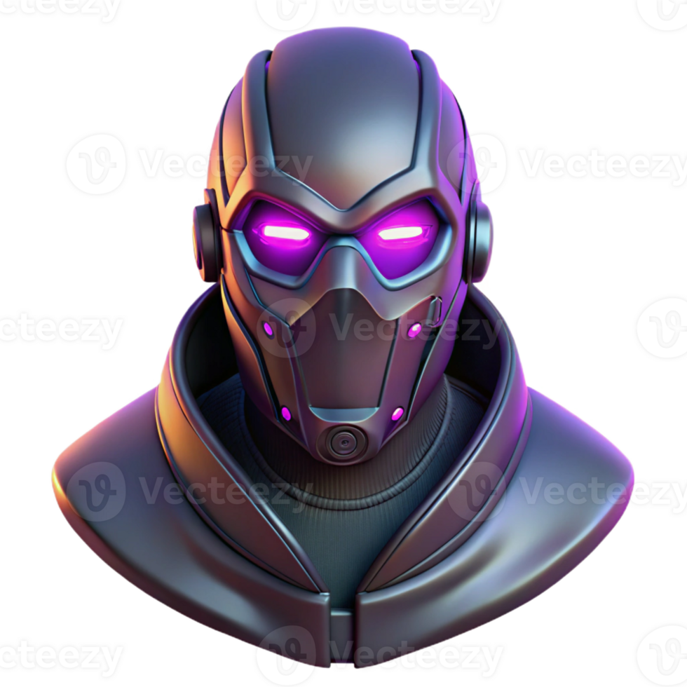 hypnotic distinguished Cyberpunk mask, covering lower face, glowing details with Transparent Background png