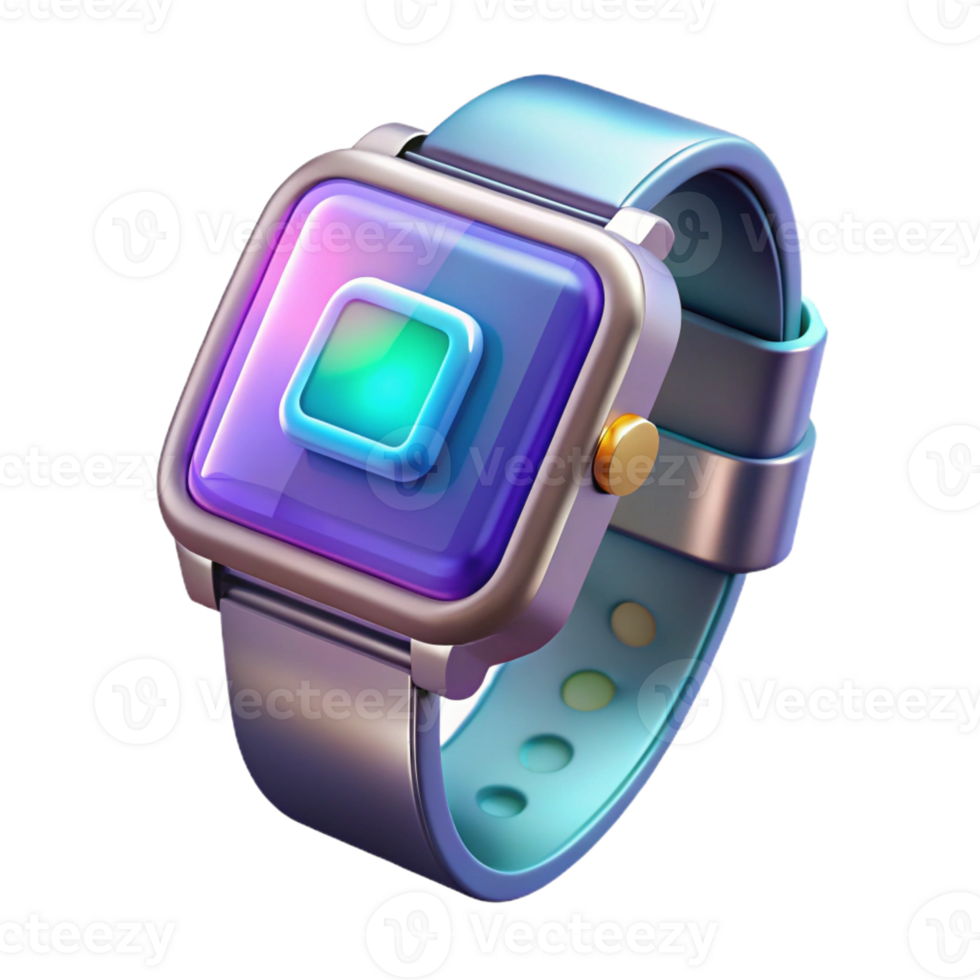 spectacular iconic Futuristic watch, holographic display, touch screen interface with Transparent Background png