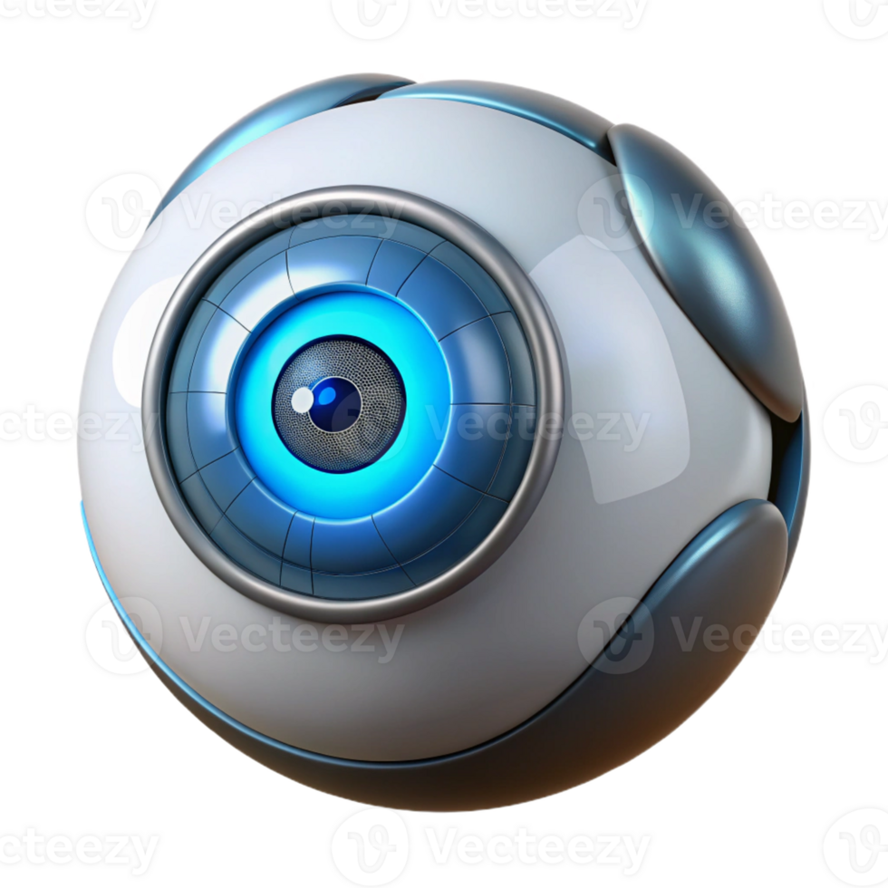 picturesque intense futuristic Robot eye, glowing pupil, intricate details with Transparent Background high resolution png