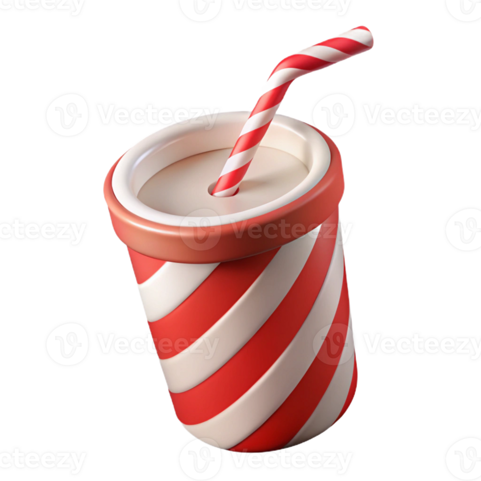 remarkable avant-garde Photorealistic, hyper-specific, isolated cutout, single drinking straw, red and white striped with Transparent Background exclusive png
