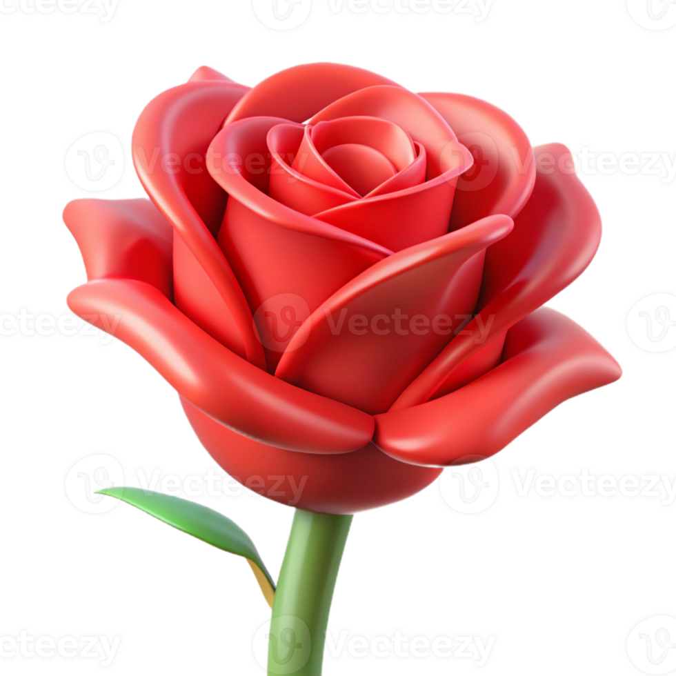 whimsical extraordinary A single red rose, stylized, abstract with Transparent Background 4K png