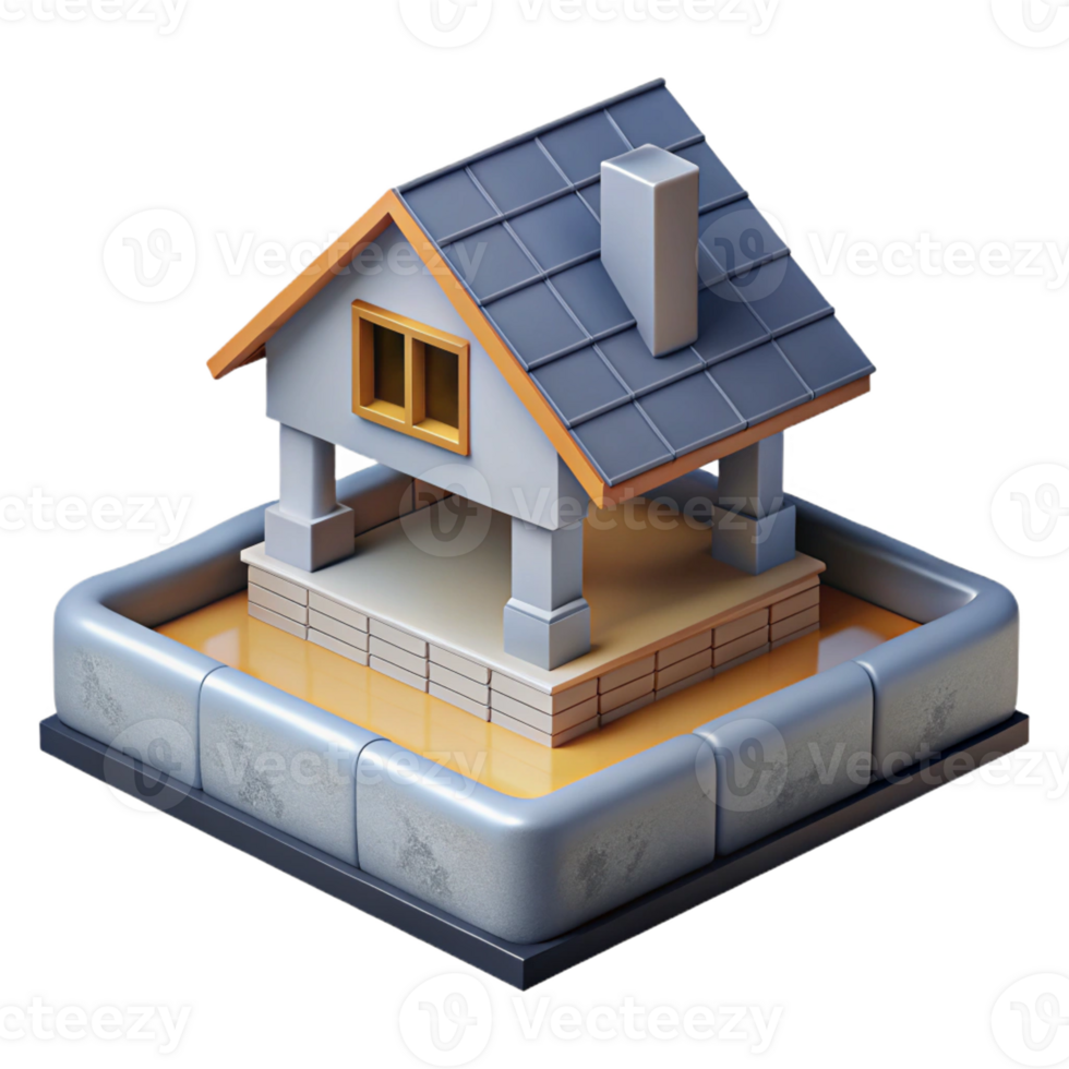 joyful magnificent House foundation concrete structure, with Transparent Background impeccable png