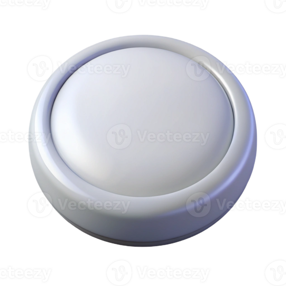 wonderful standout Isolated cutout, professional render, ultra-detailed, single button, round, white with Transparent Background png