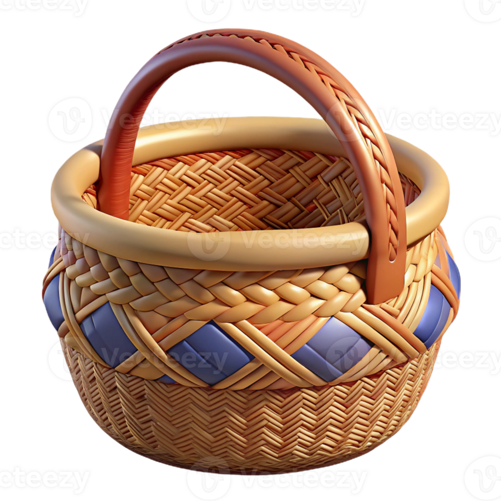 majestic celebrated Hyper-specific, professional render of an intricately woven tribal basket with geometric patterns with Transparent Background png