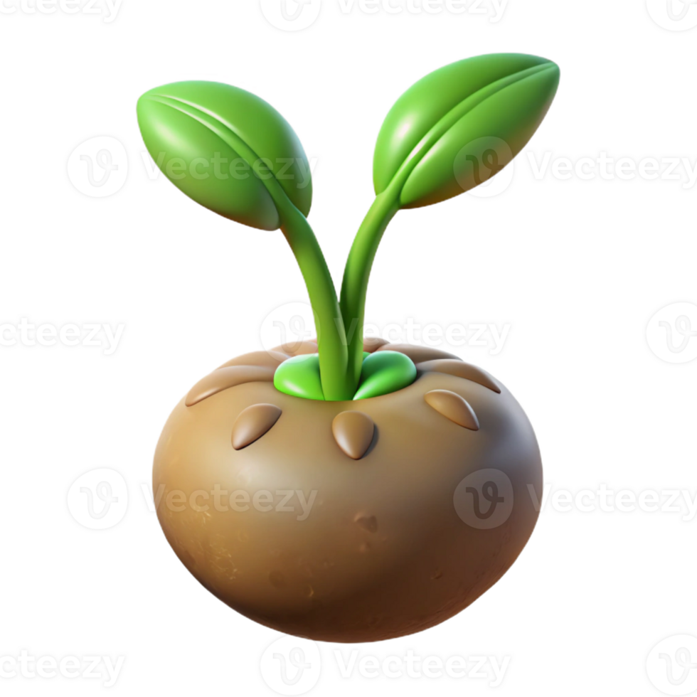 impressive intense baroque Ultra-detailed, photorealistic isolated cutout of a single, germinating seed with visible roots and sprout with Transparent Background handcrafted png