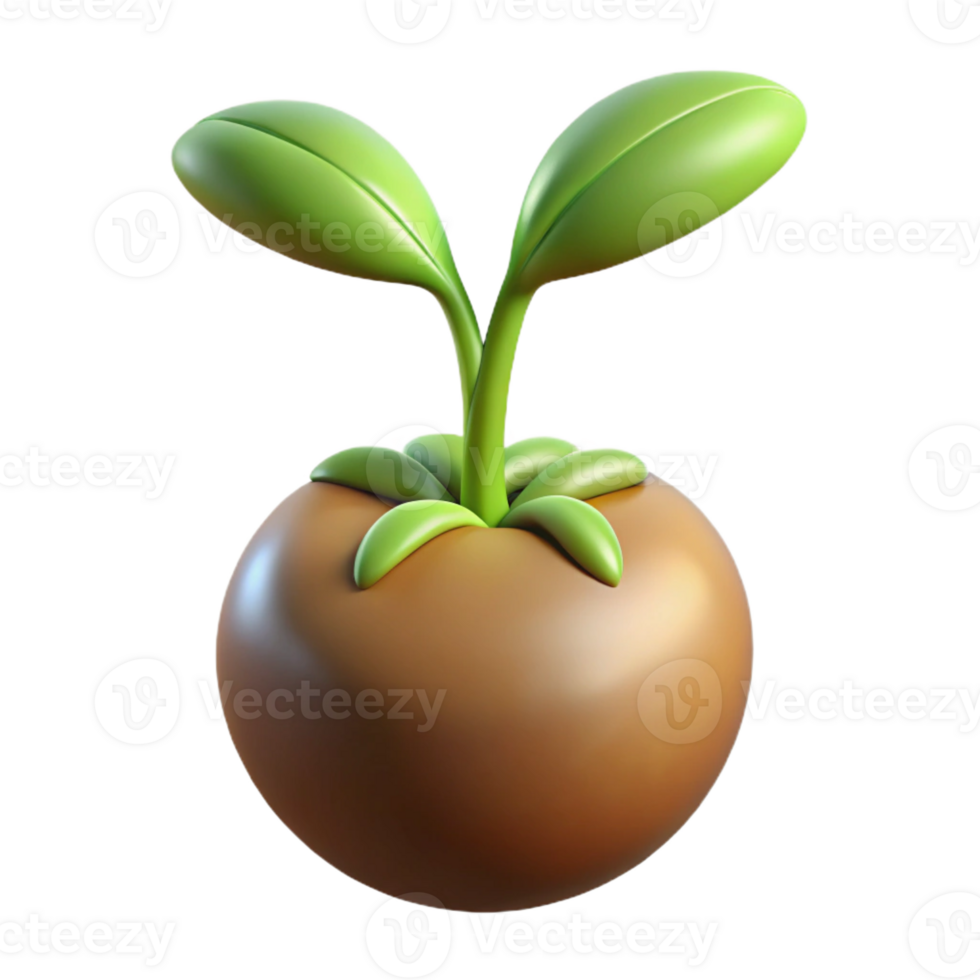 immaculate melancholic modern Ultra-detailed, photorealistic isolated cutout of a single, germinating seed with visible roots and sprout with Transparent Background 4K png