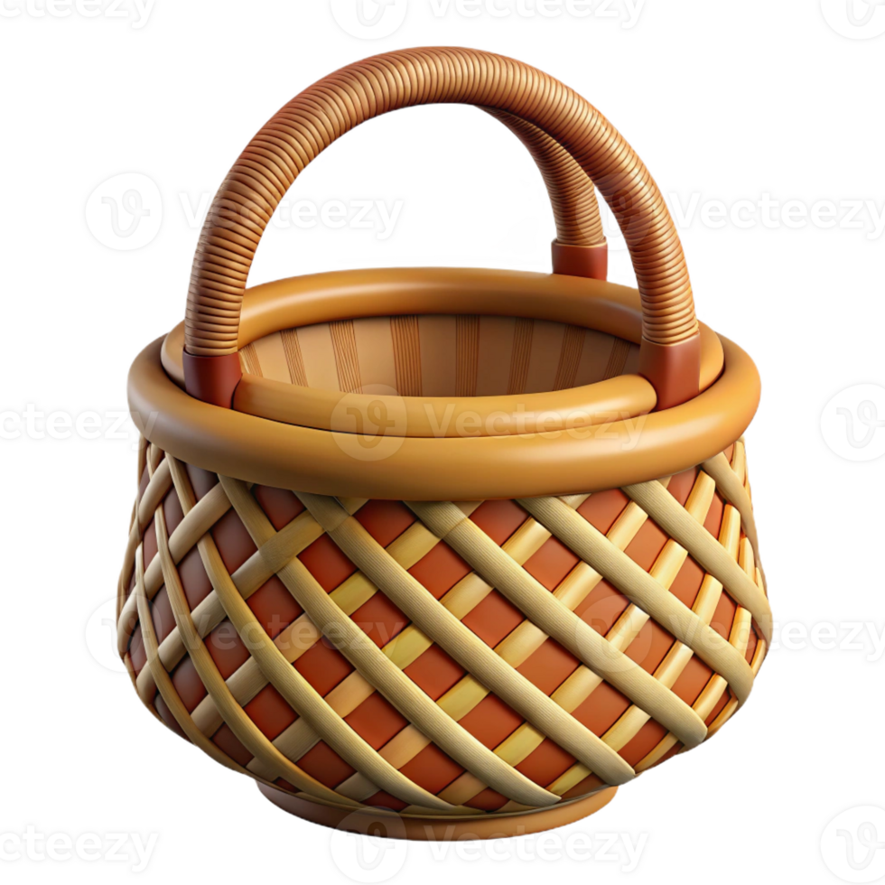 fascinating playful contemporary Hyper-specific, professional render of an intricately woven tribal basket with geometric patterns with Transparent Background museum quality png