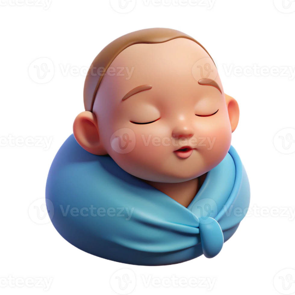 gorgeous surreal Sleeping baby, peaceful expression, with Transparent Background 8K png