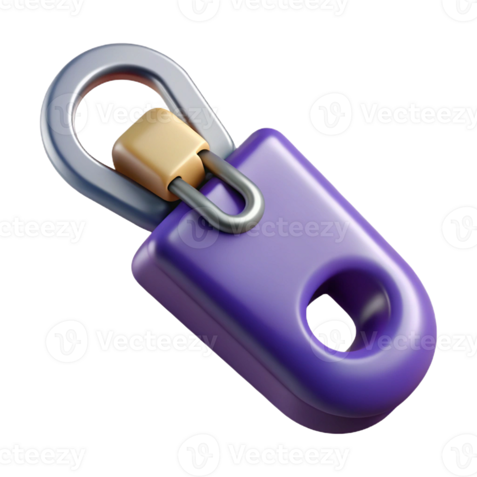 magnificent organic Photorealistic, hyper-specific, isolated cutout, single zipper pull, metal with Transparent Background 4K png
