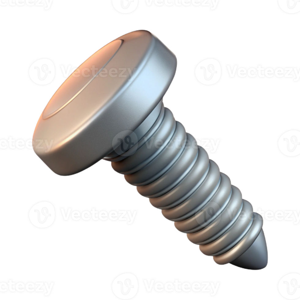 melancholic impressive Isolated cutout, professional render, ultra-detailed, single screw, Phillips head with Transparent Background elite png