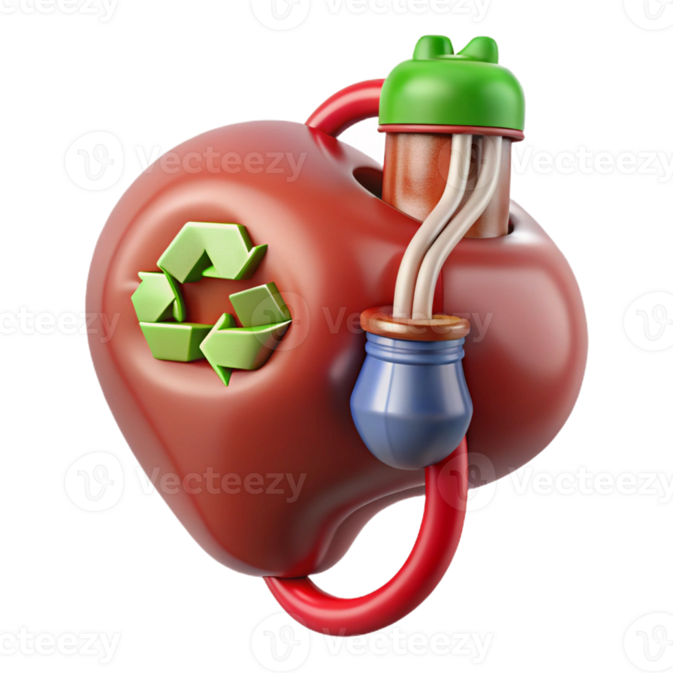 timeless geometric Hyper-specific, concept art style, isolated cutout of a biomechanical kidney with integrated waste recycling system with Transparent Background refined png
