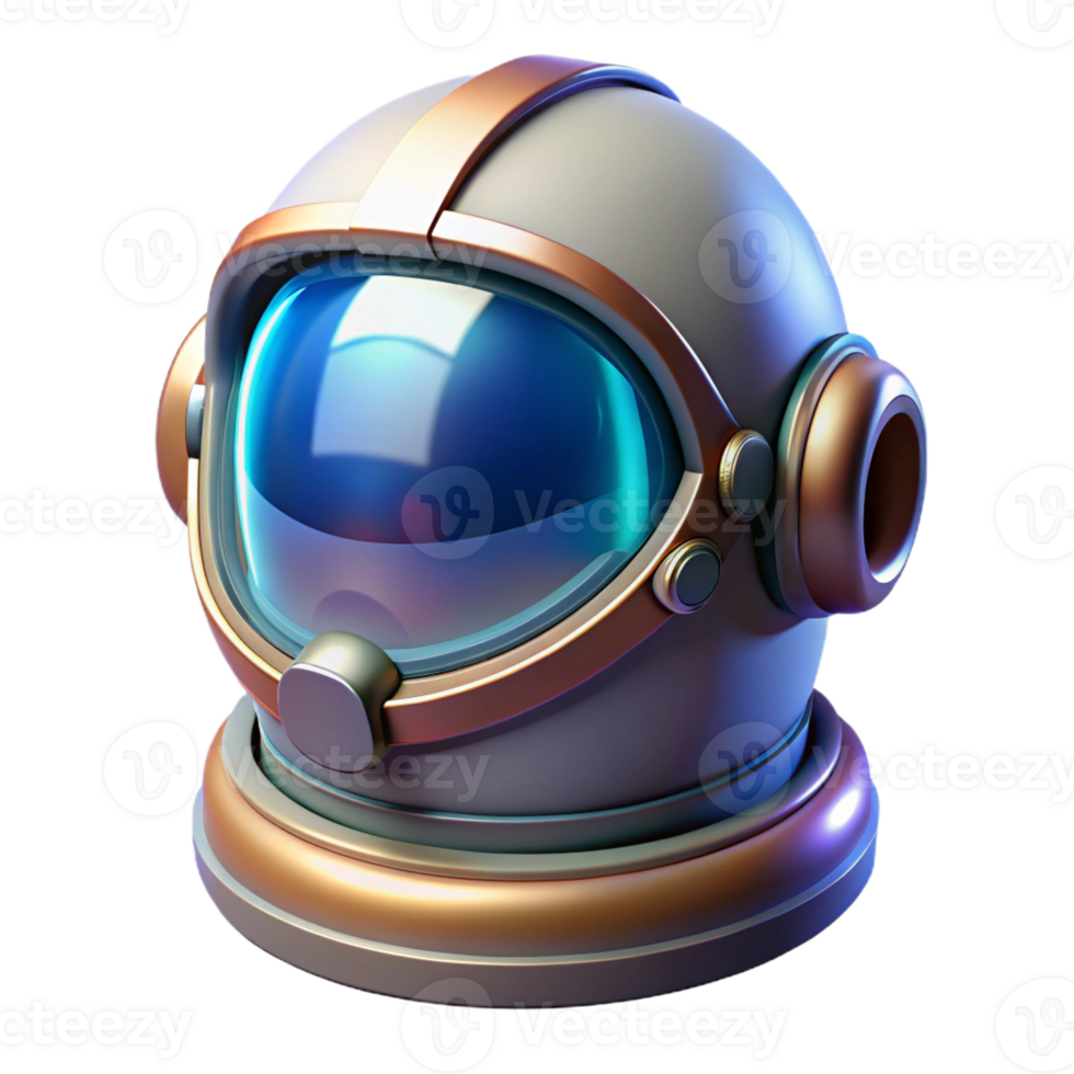 joyful impressive Futuristic astronaut helmet, reflective visor, glowing accents with Transparent Background original png