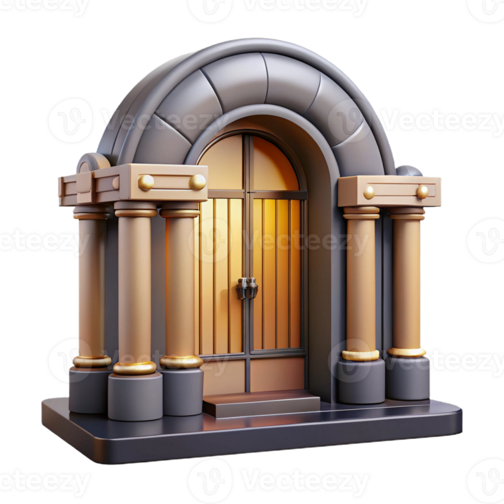joyful fascinating Art Deco building entrance door with Transparent Background high quality png