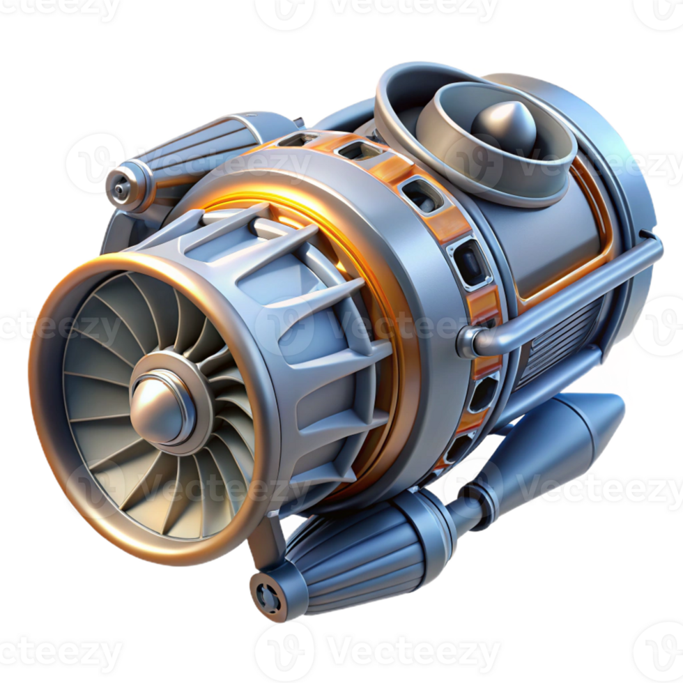 majestic timeless Isolated cutout of a single, intricate, futuristic spaceship engine, professional render, ultra-detailed components with Transparent Background png