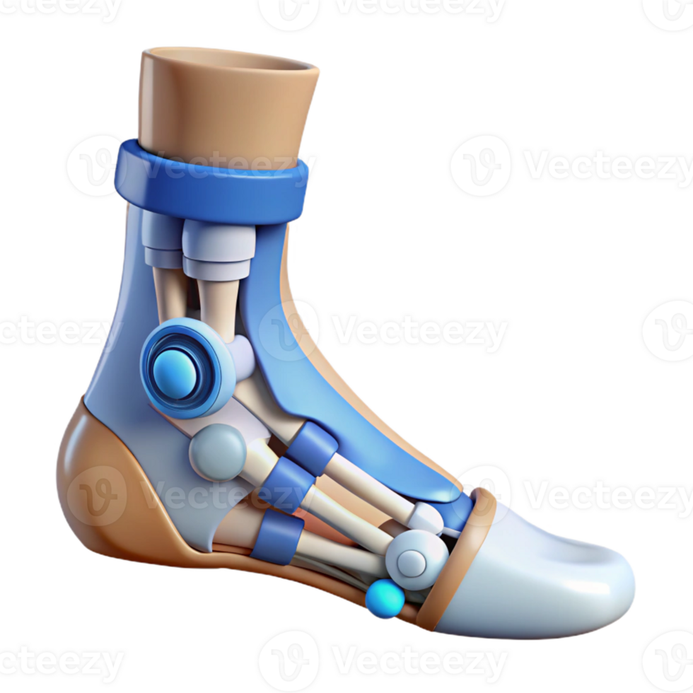 pristine distinctive Isolated cutout, concept art style, hyper-specific representation of a biomechanical ankle joint with multi-directional articulation with Transparent Background png