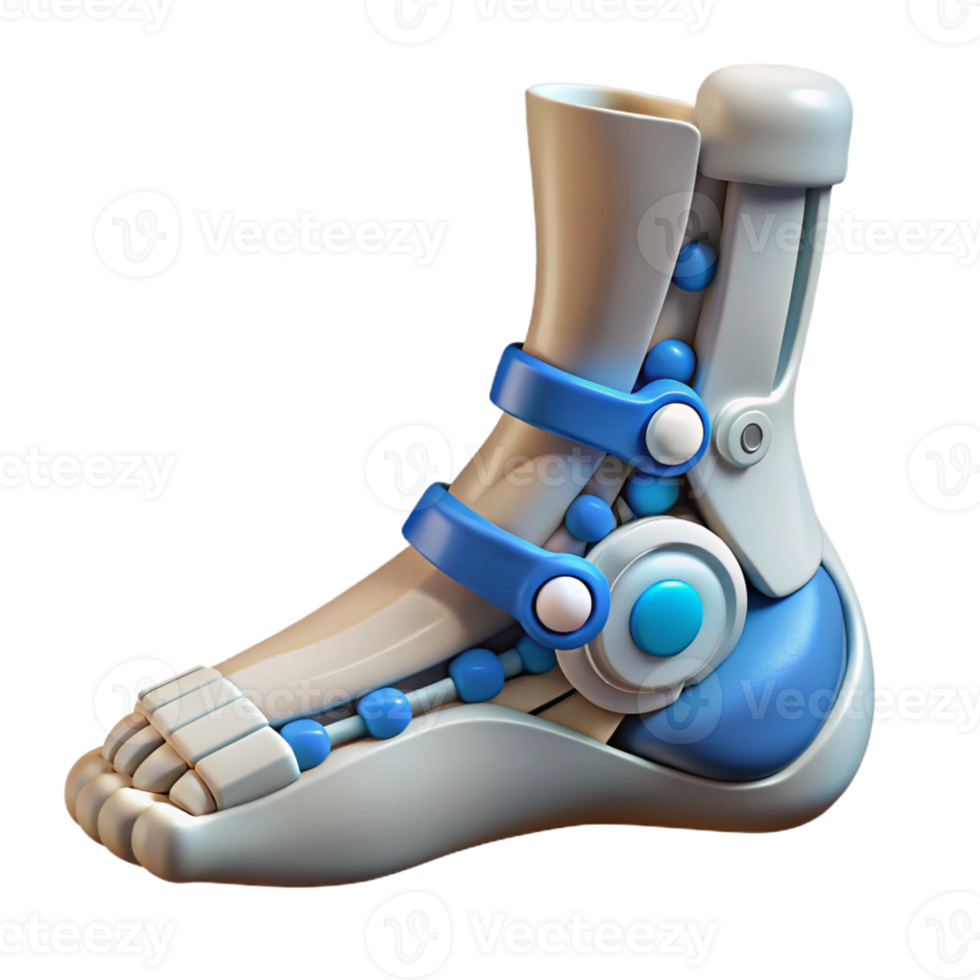 sumptuous minimalist Isolated cutout, concept art style, hyper-specific representation of a biomechanical ankle joint with multi-directional articulation with Transparent Background original png
