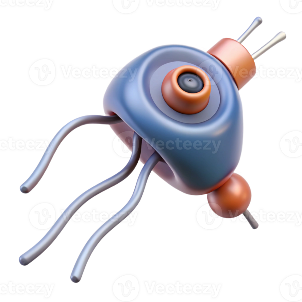 harmonious magnificent Photorealistic, ultra-detailed render of a single biomechanical nerve ending with integrated signal amplifier, isolated cutout with Transparent Background authentic png