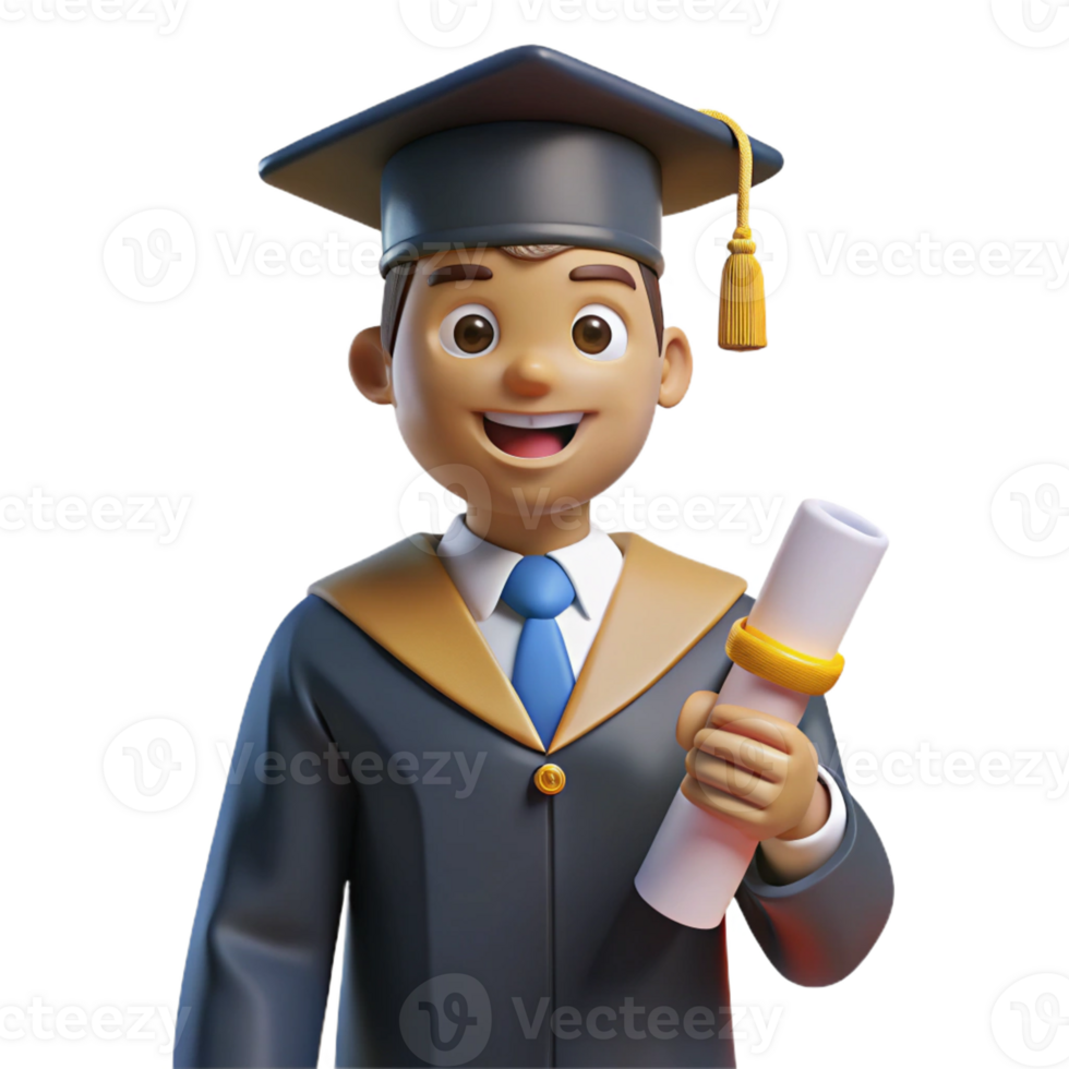 stunning organic Graduate in cap and gown holding diploma with Transparent Background elite png