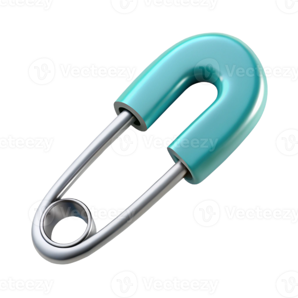 joyful wonderful Concept art style, isolated cutout of a single steel safety pin with Transparent Background precision png
