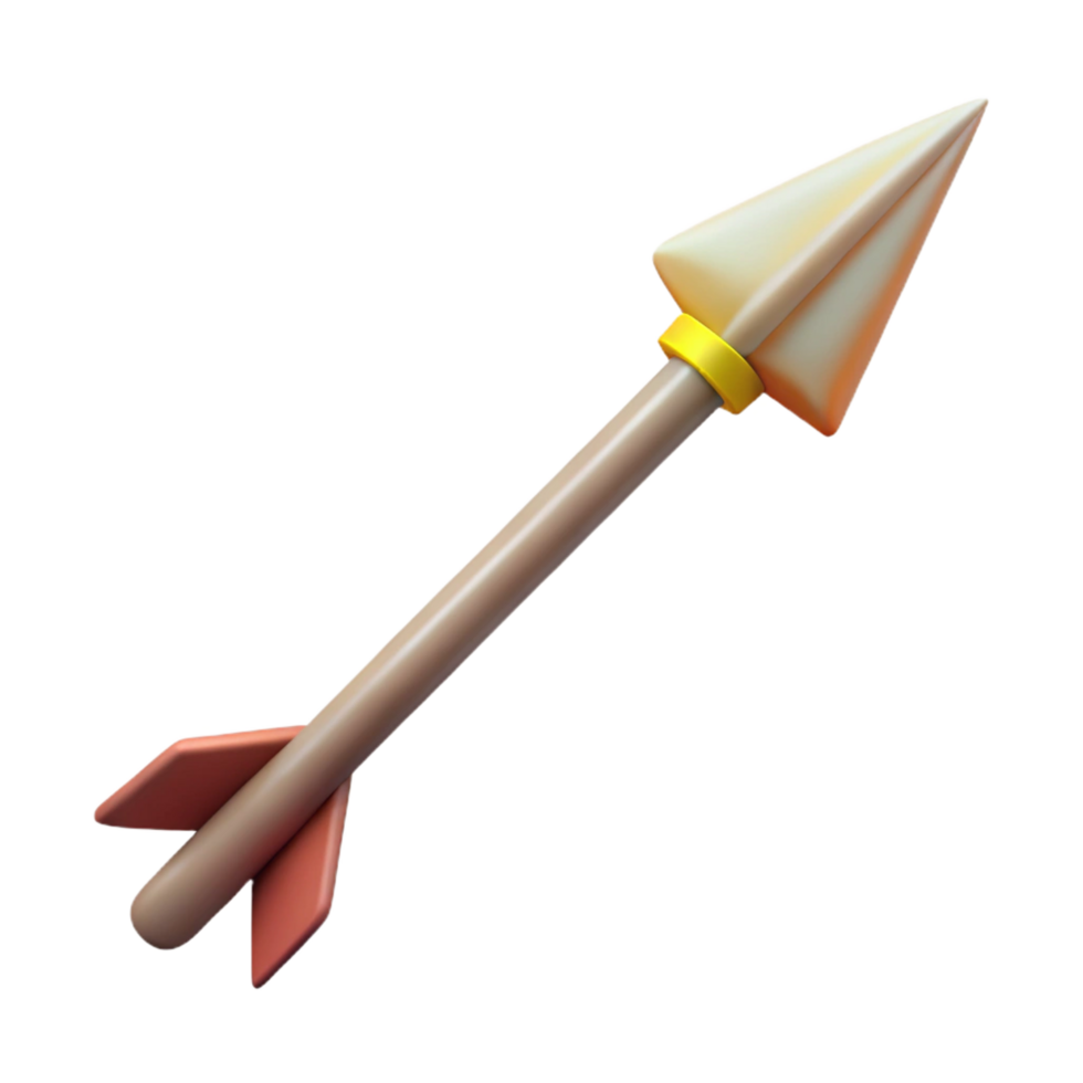 impressive art deco Hyper-specific, professional render of a single tribal arrow with fletching and a bone arrowhead with Transparent Background 4K png