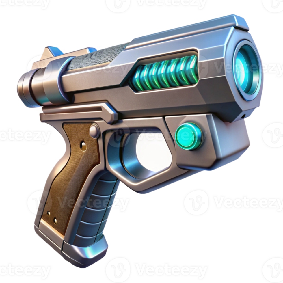 exquisite traditional Futuristic pistol with sleek design and glowing energy chamber with Transparent Background impeccable png