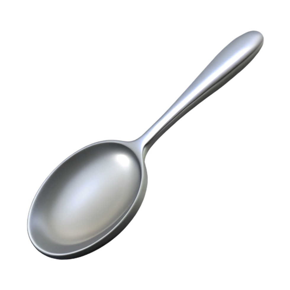 hypnotic distinctive Ultra-detailed, photorealistic isolated cutout of a single silver teaspoon with Transparent Background png