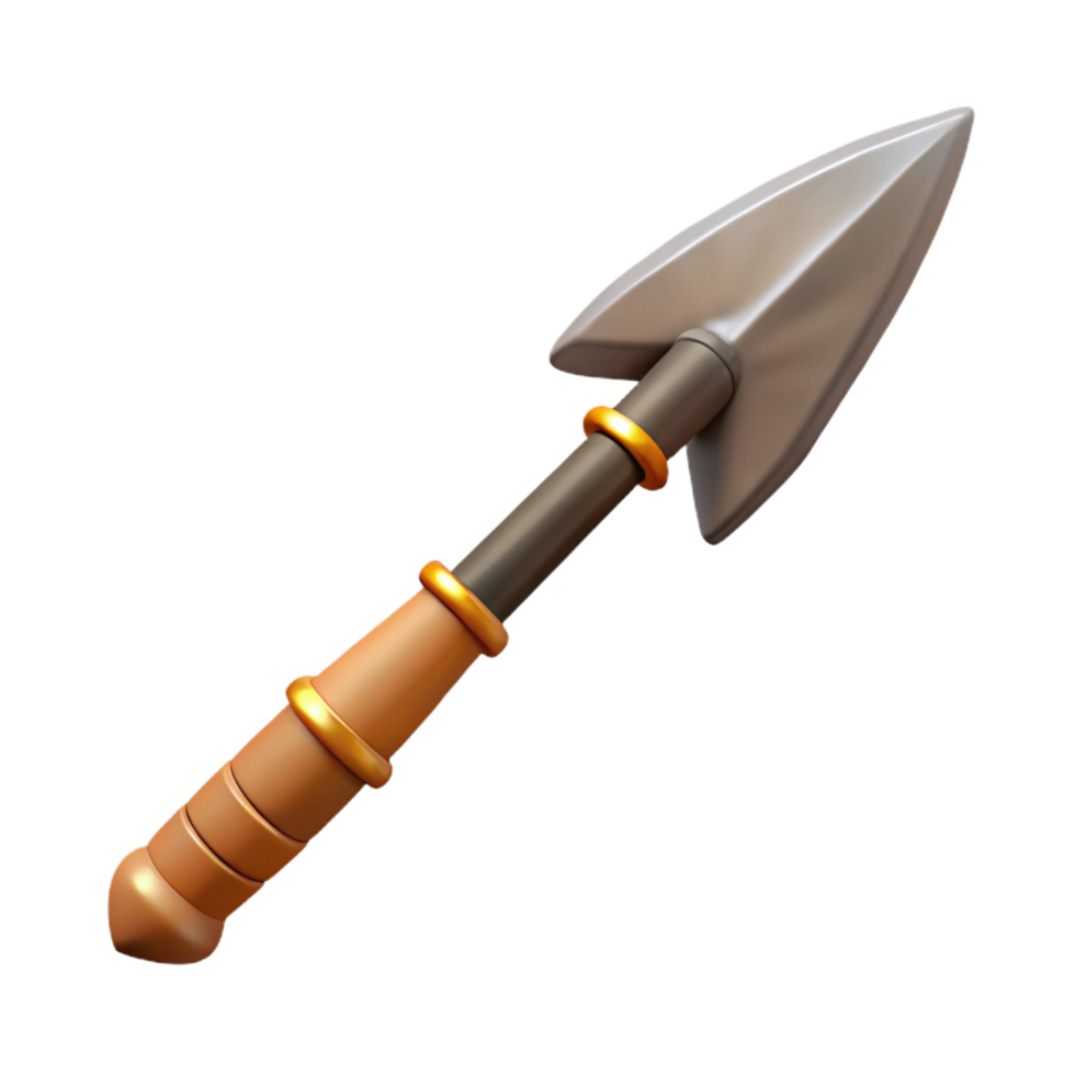 melancholic vibrant Isolated cutout, concept art style, tribal warrior's spear, wooden shaft, sharpened stone tip with Transparent Background original png