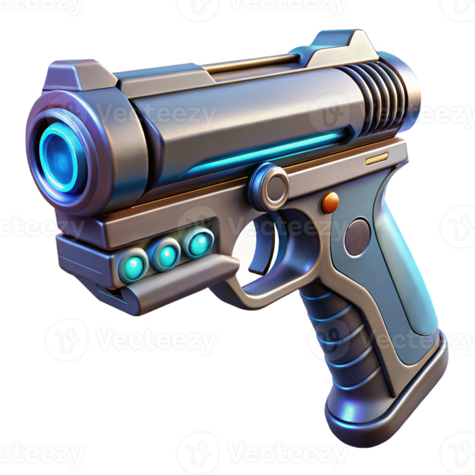 quintessential abstract Futuristic pistol with sleek design and glowing energy chamber with Transparent Background masterfully captured png
