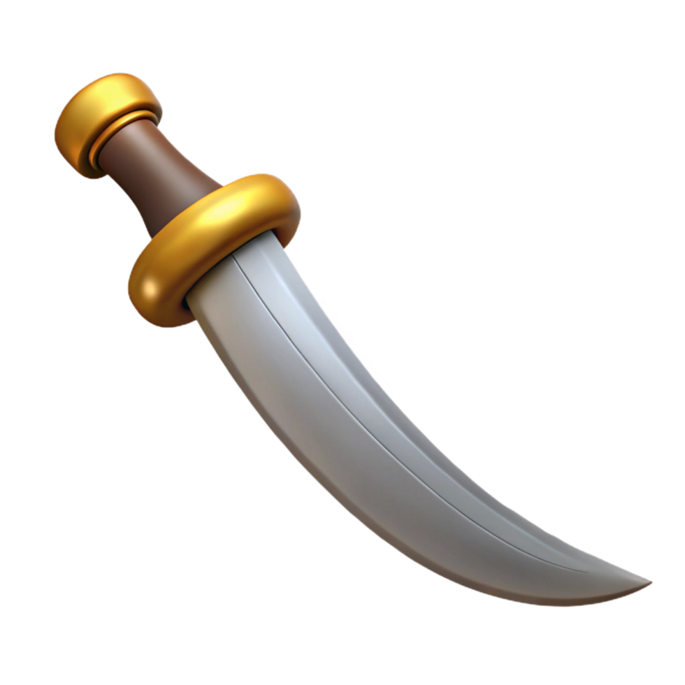 memorable creative Hyper-specific, photorealistic render of a single Egyptian khopesh, curved sword, isolated cutout, ultra-detailed with Transparent Background flawless png