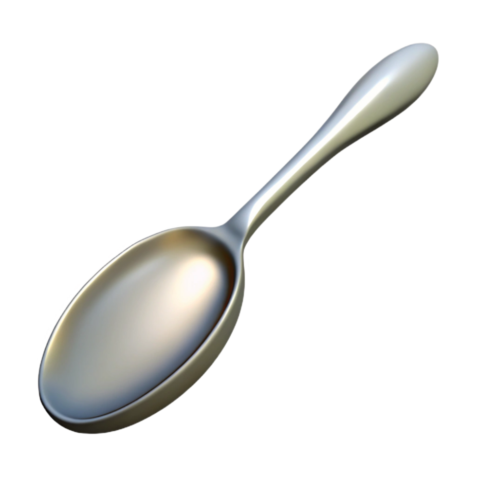 memorable impressionist Professional render, isolated cutout, single silver spoon, ultra-detailed, photorealistic with Transparent Background studio quality png