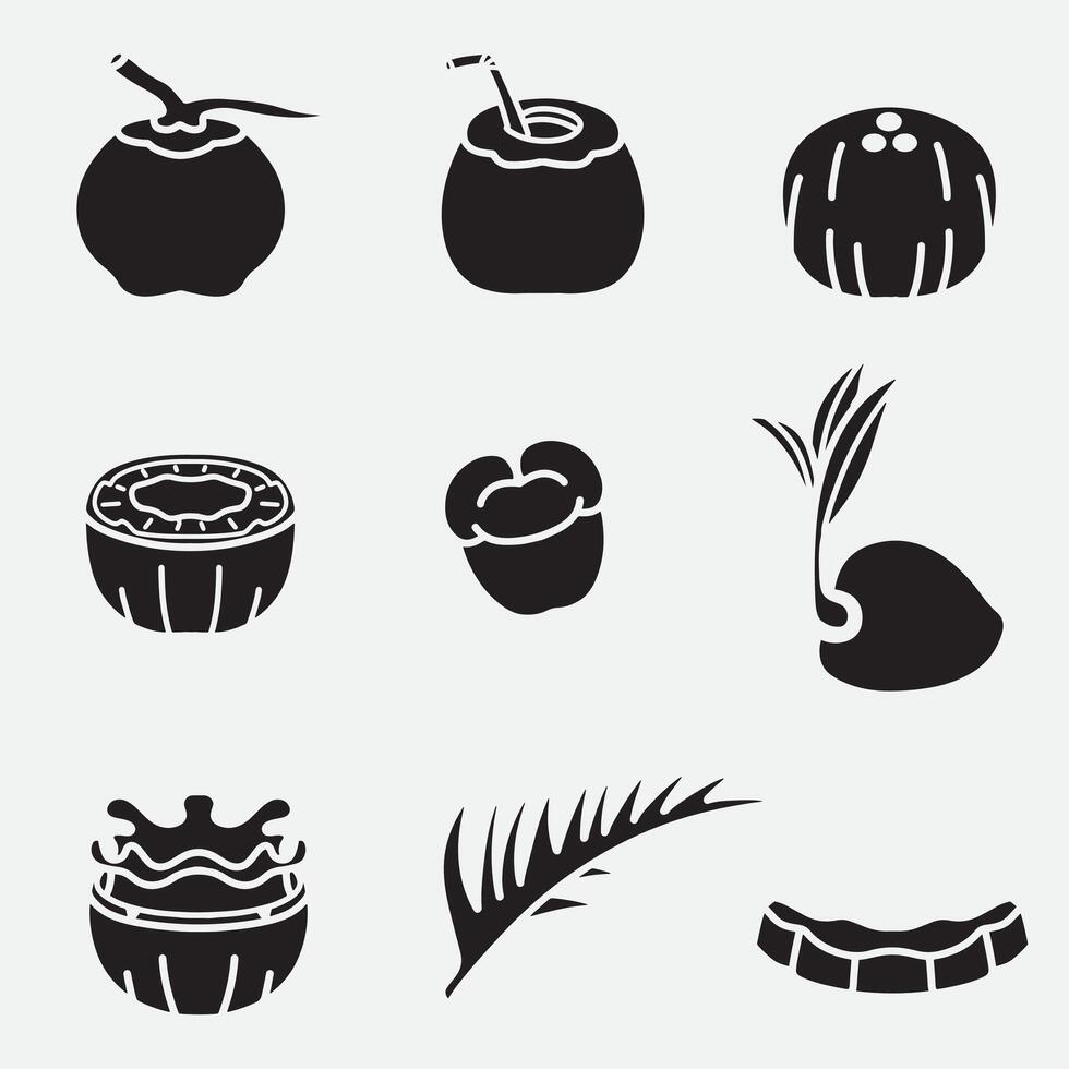set of coconut good for icon, symbol, element design, silhouette design, etc vector