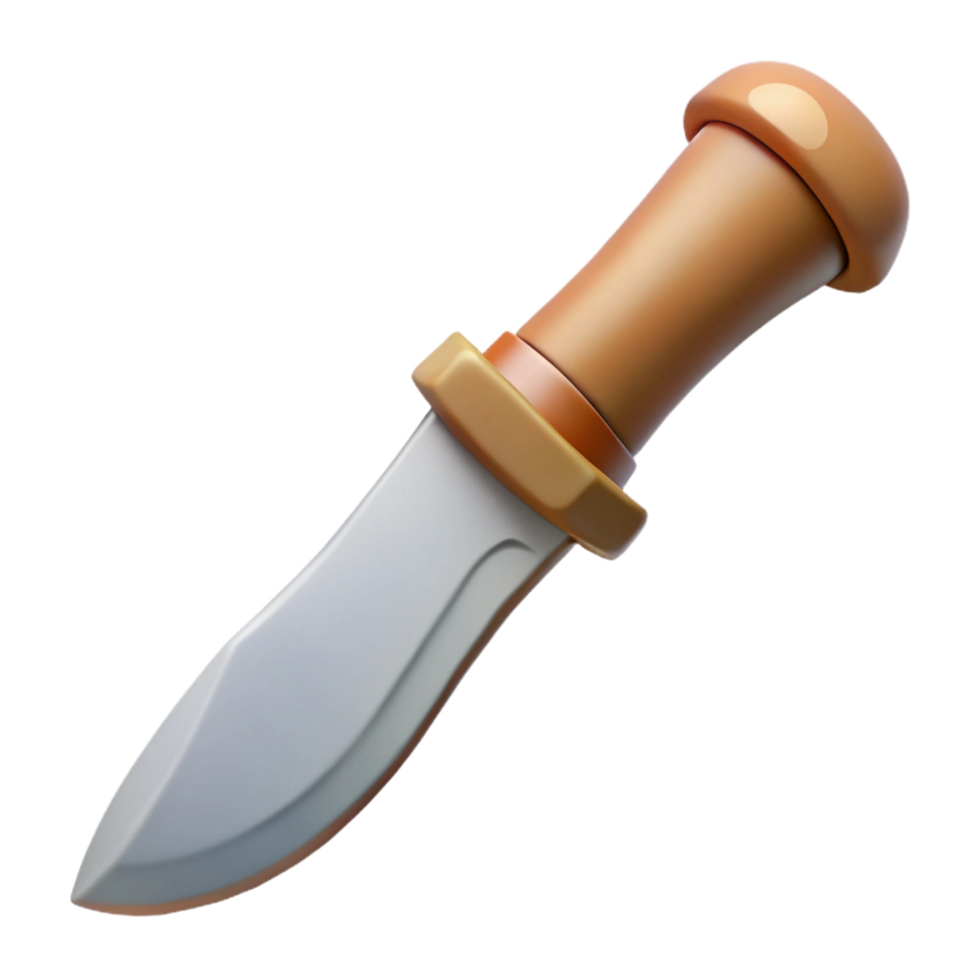 impressive urban Hyper-specific, professional render of a tribal hunting knife with a bone handle and a curved blade Isolated cutout with Transparent Background studio quality png