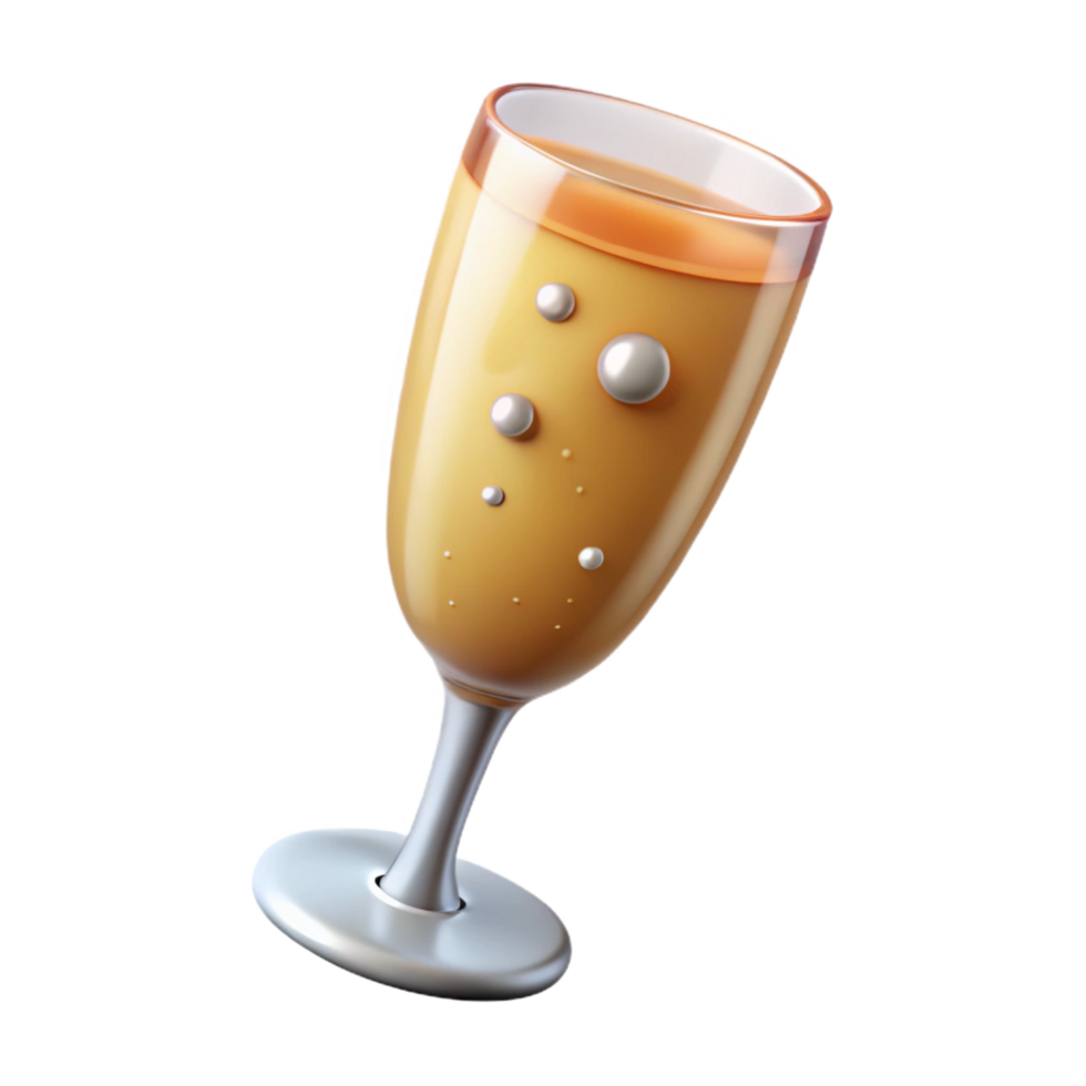 extraordinary sought-after A glass of overflowing champagne with bubbles with Transparent Background png
