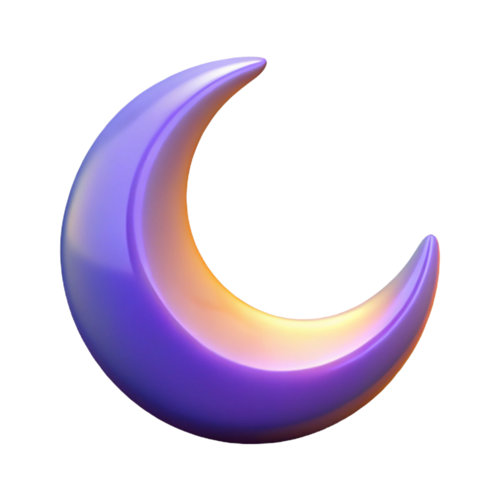 nostalgic extraordinary A stylized crescent moon with glowing edges, with Transparent Background high resolution png