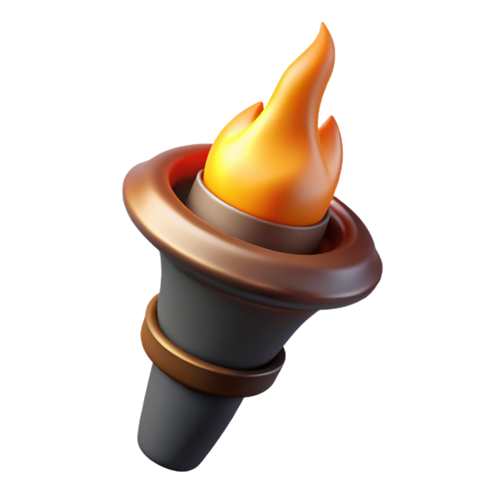 majestic dramatic vintage A stylized, burning torch with a flickering flame with Transparent Background authentic png
