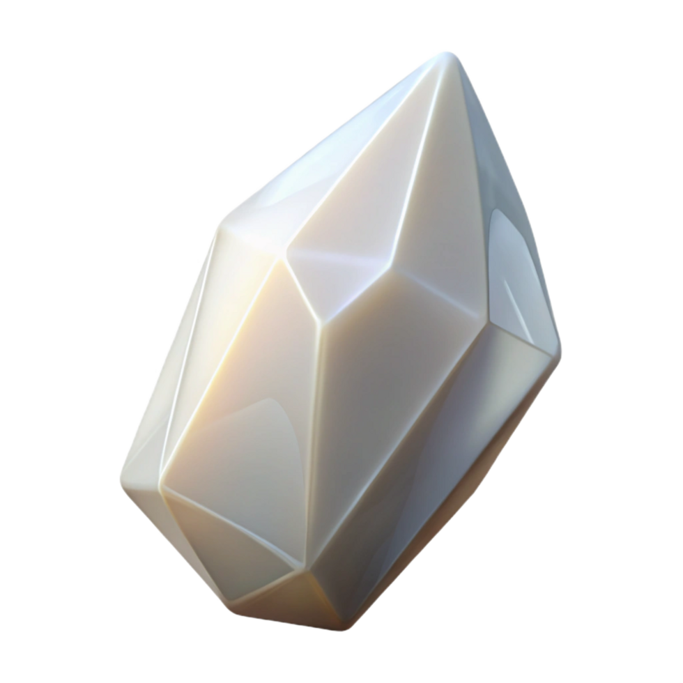 immaculate modern Concept art style, isolated cutout of a single, smooth, white quartz crystal with Transparent Background expertly shot png