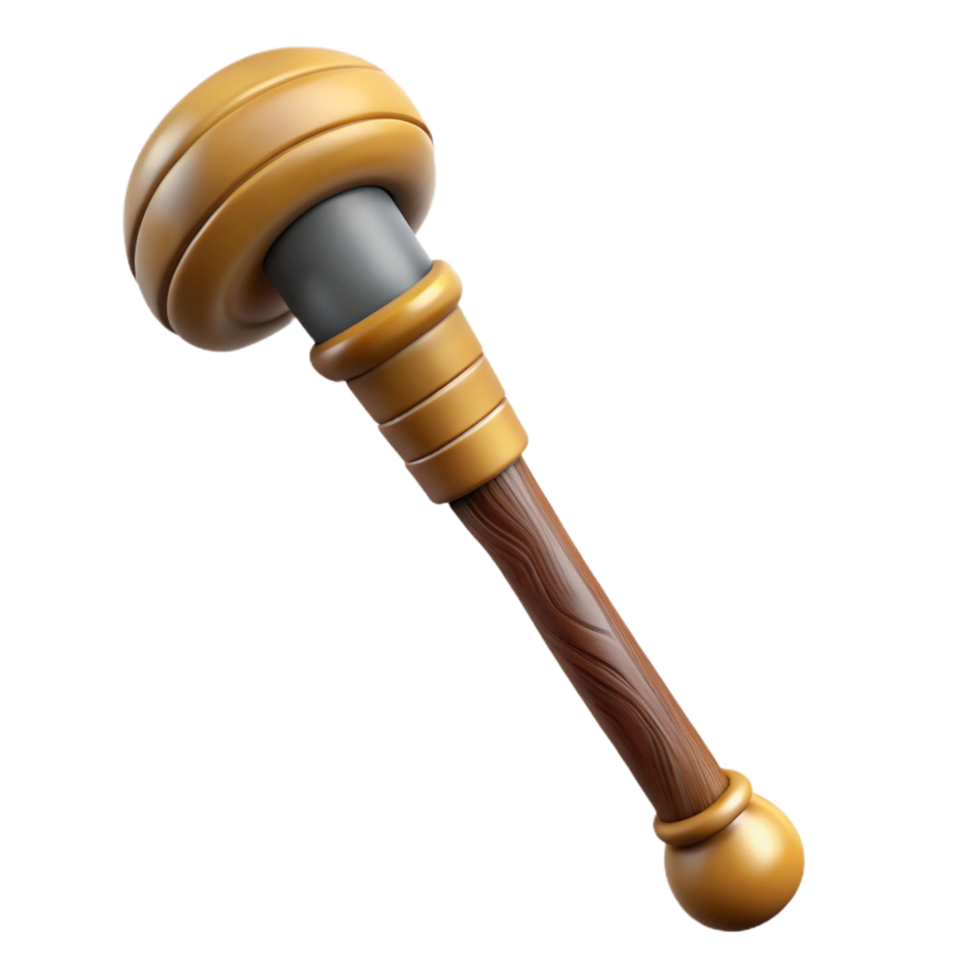 majestic dynamic abstract Hyper-specific isolated cutout professional render of a tribal elder's walking stick carved from a single piece of hardwood with Transparent Background studio quality png