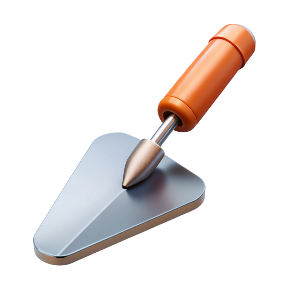 gorgeous dreamy vintage Concept art style, isolated cutout of a single, bricklaying trowel, metal with Transparent Background flawless png