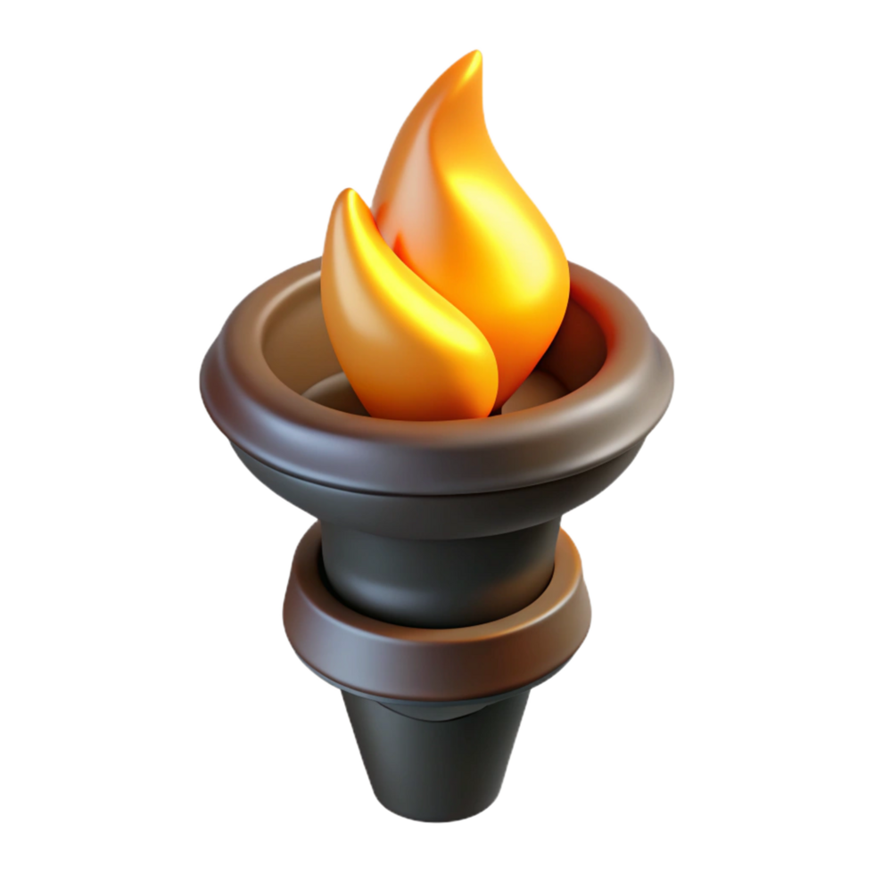 magnificent art deco A stylized, burning torch with a flickering flame with Transparent Background detailed png