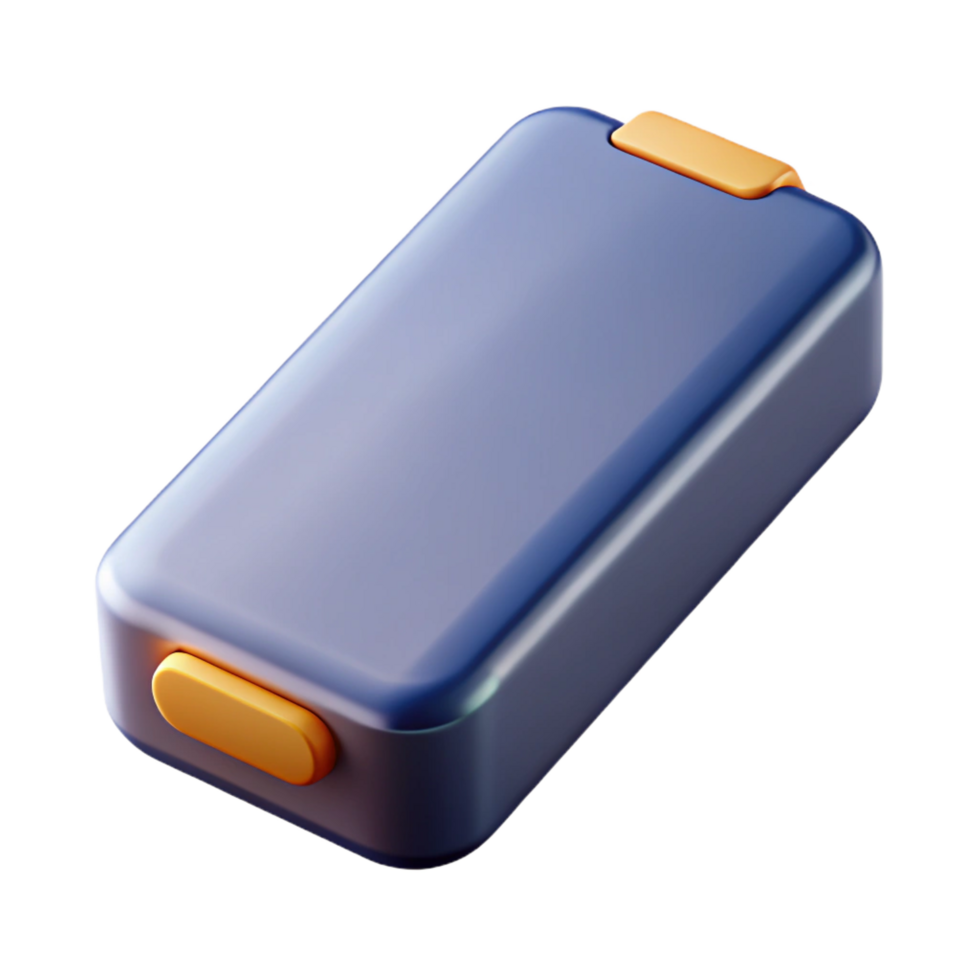 dazzling distinctive Professional render, photorealistic, ultra-detailed isolated cutout of a single, portable power bank with Transparent Background png