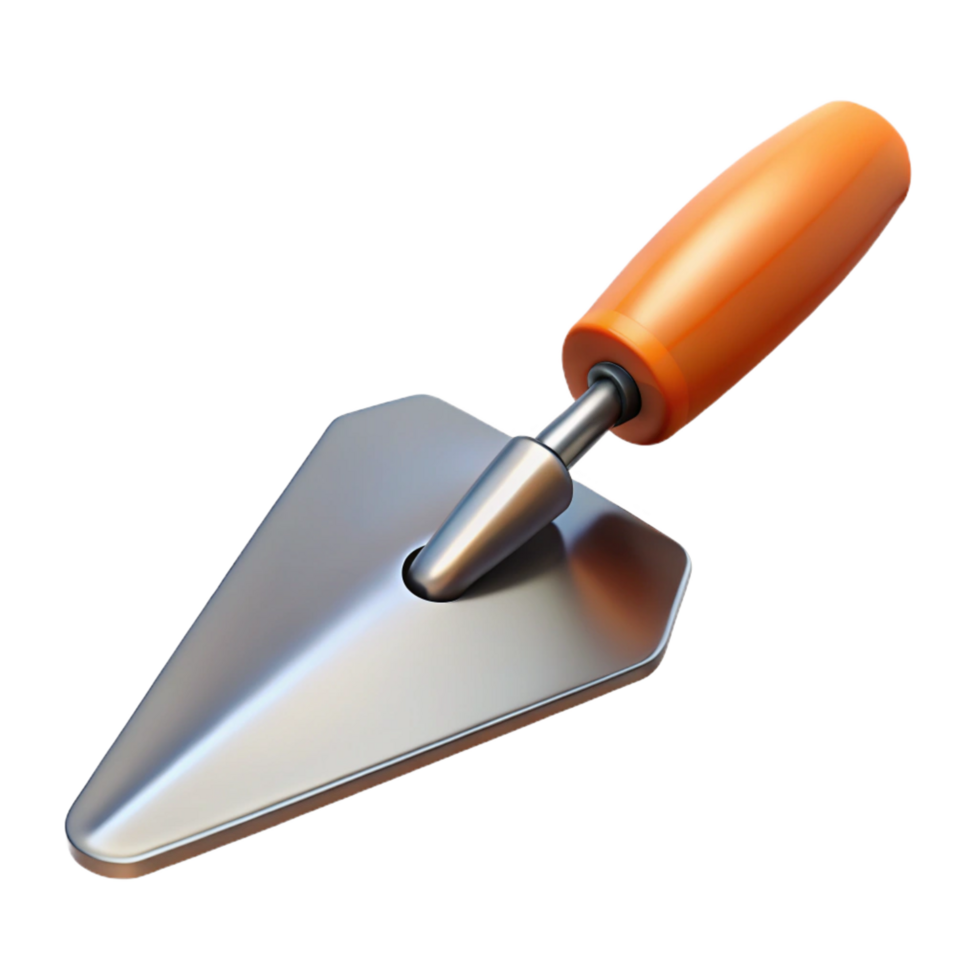 energetic serene Concept art style, isolated cutout of a single, bricklaying trowel, metal with Transparent Background sharp png