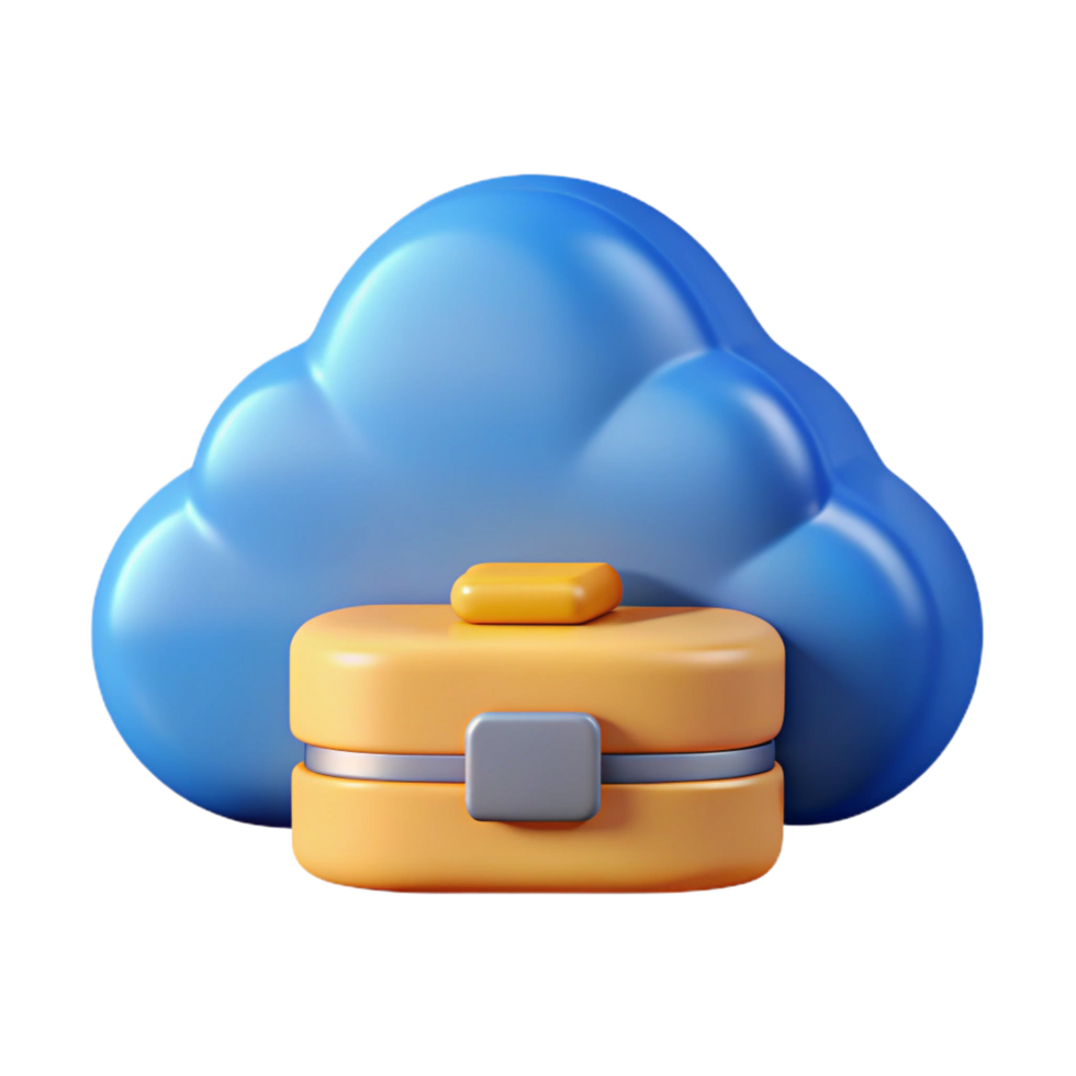 whimsical enchanting Data storage cloud icon with Transparent Background museum quality png