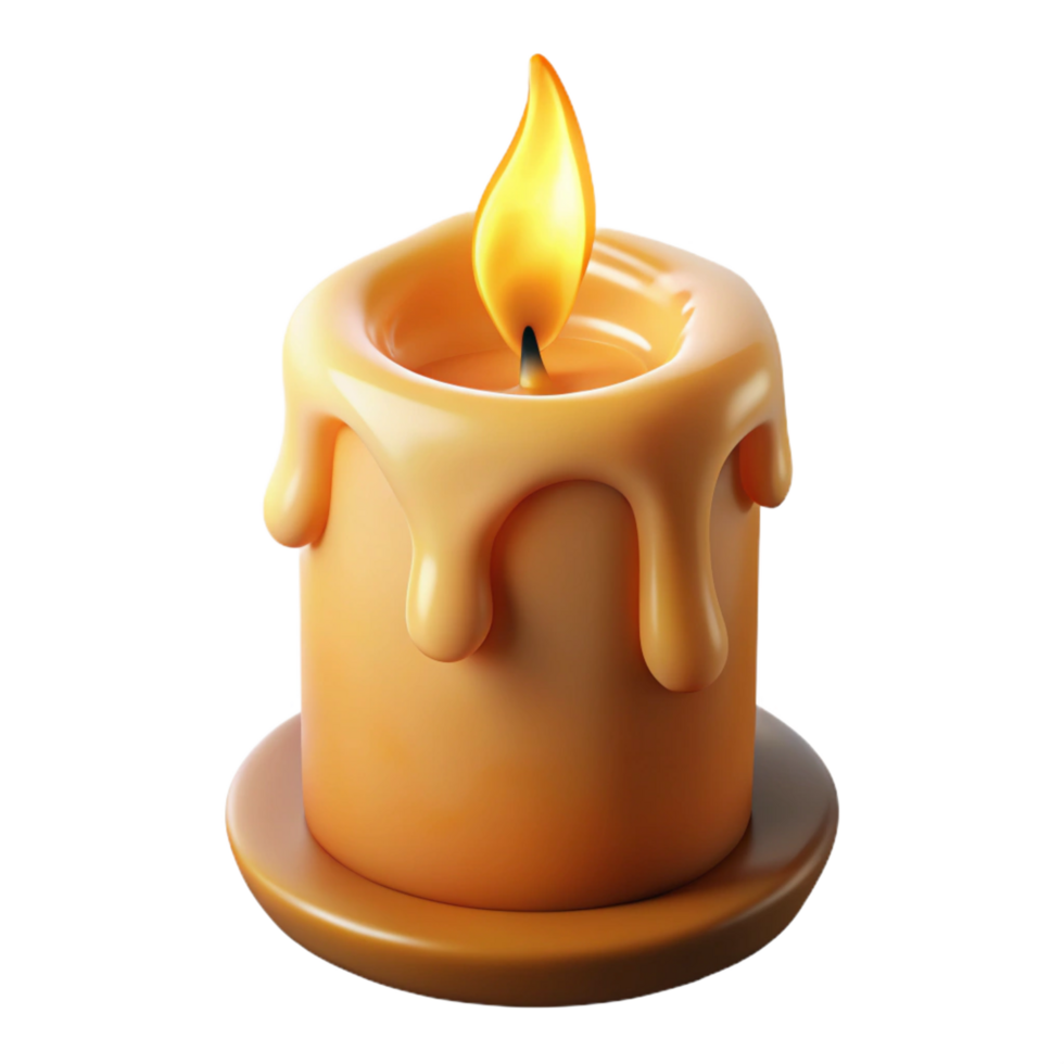 gorgeous urban Ultra-detailed, professional render of a single, burning candle with realistic flame and melting wax Isolated cutout with Transparent Background expertly shot png