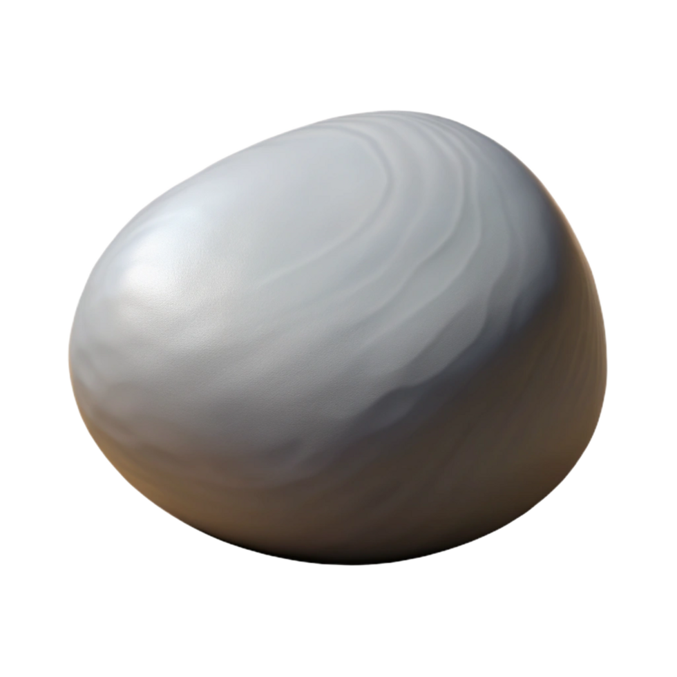 hypnotic unforgettable Concept art style, isolated cutout of a single, smooth grey river stone with visible texture and subtle color variations with Transparent Background png