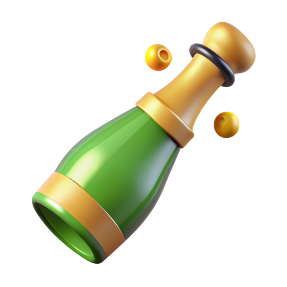 majestic inspired Champagne bottle with cork popping, with Transparent Background png