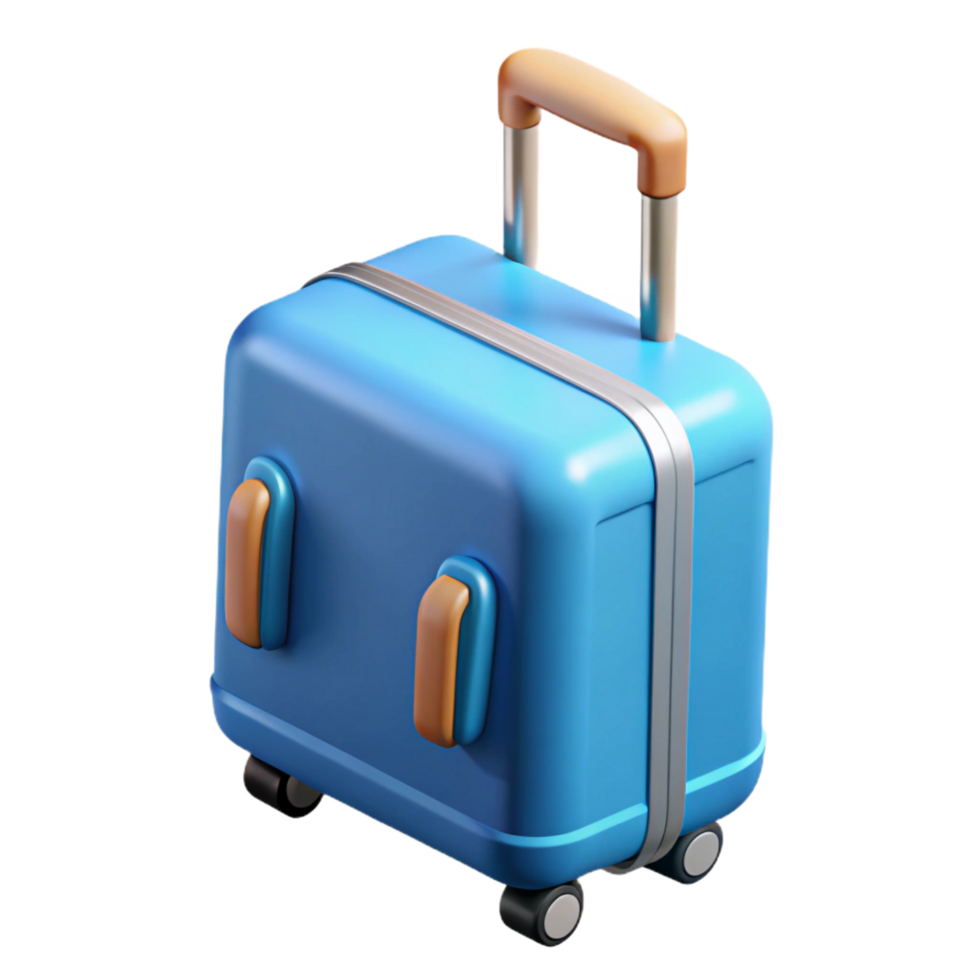 exquisite joyful urban Suitcase, rolling, travel, with Transparent Background 4K png