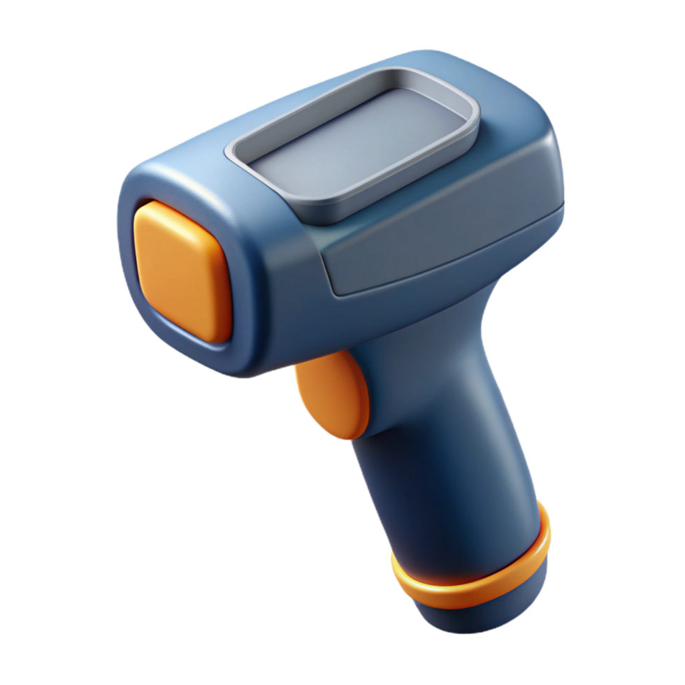 gorgeous retro A barcode scanner, handheld with Transparent Background 8K png