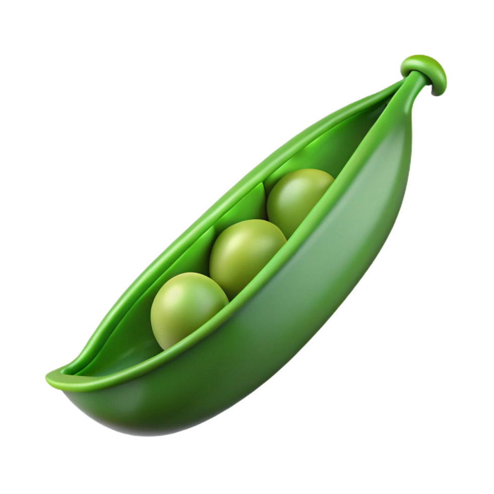 hypnotic mysterious gothic Photorealistic, hyper-specific, isolated cutout of a single, perfect, green pea pod, slightly open to reveal peas inside with Transparent Background artisan png